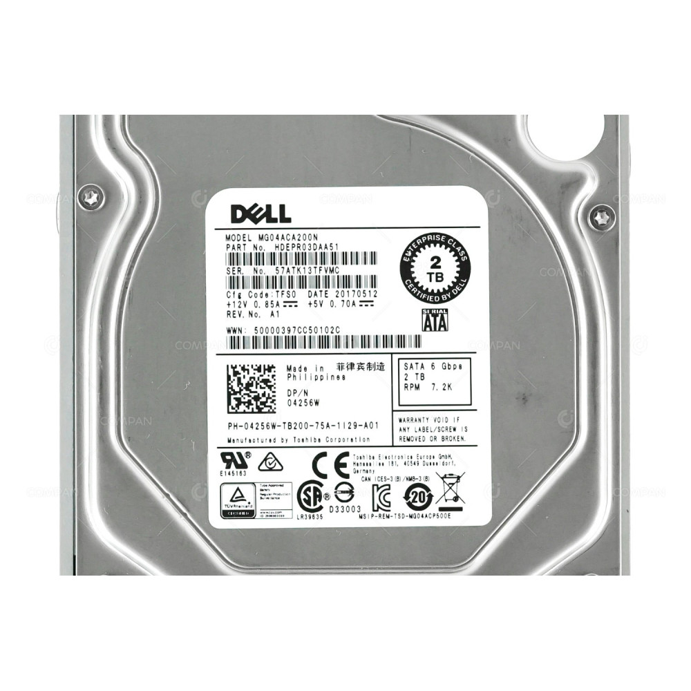4256W DELL HDD 2TB 7.2K SATA 6G 3.5" LFF FOR DELL POWEREDGE G11 G12 G13